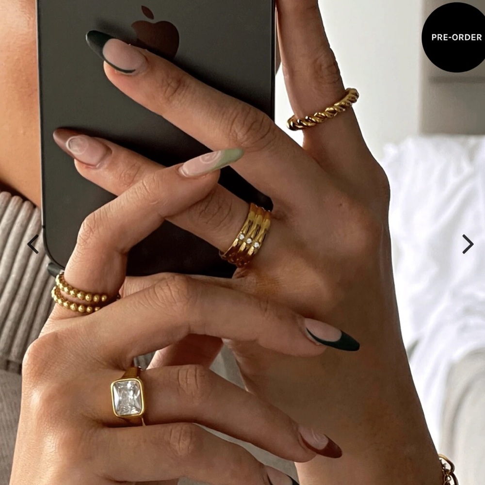 ellie vail gold emerald rectangle cut ring